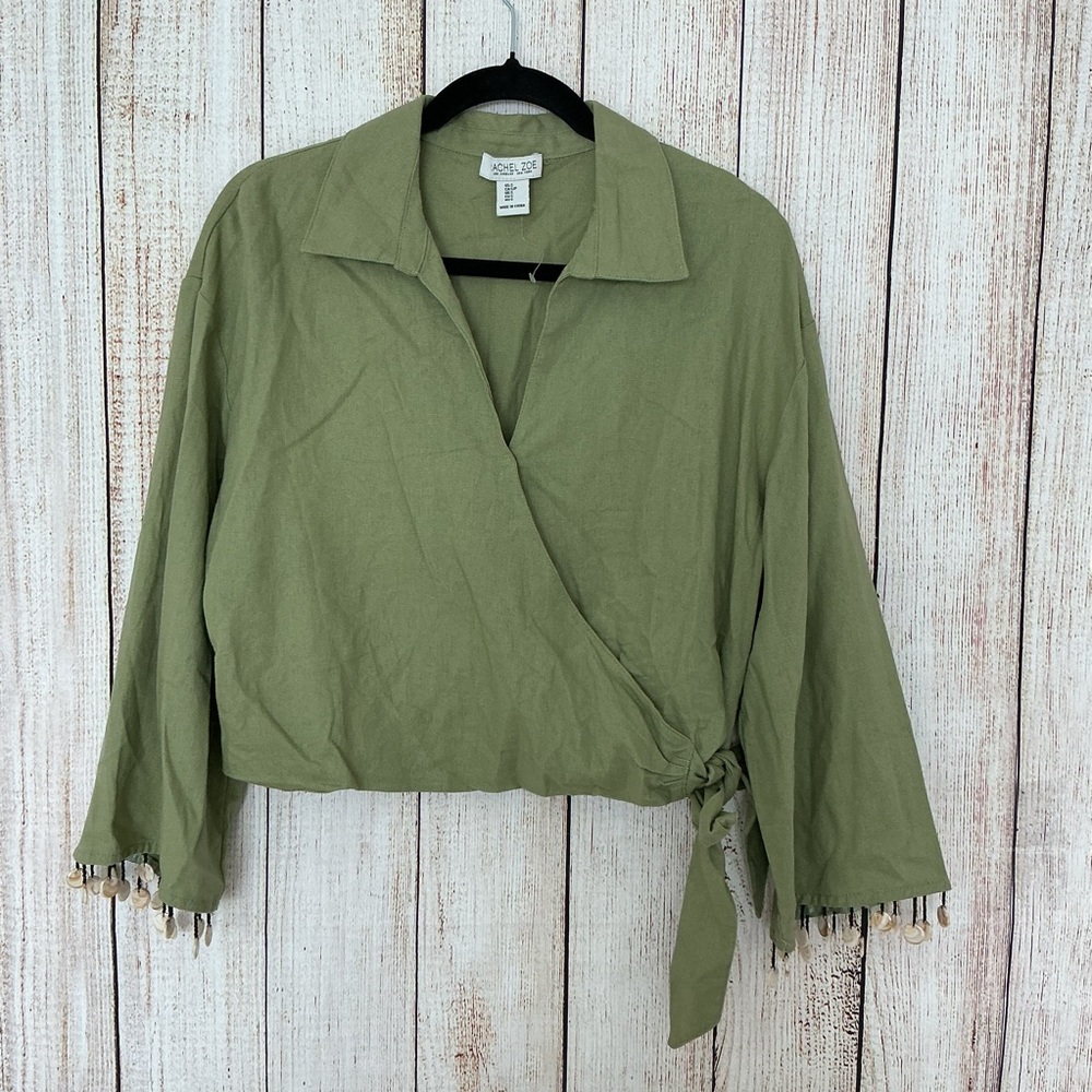 Rachel Zoe Olive Green Wrap Blouse